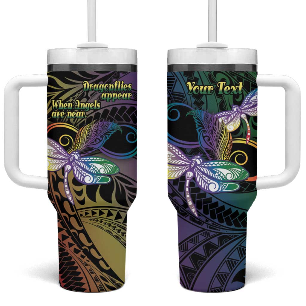 Personalized Polynesian Memorial Tumbler With Handle Dragonflies Appear When Angels Are Near LT14 One Size: 40 oz Colorful - Polynesian Pride