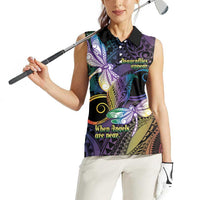 Personalized Polynesian Memorial Women Sleeveless Polo Shirt Dragonflies Appear When Angels Are Near LT14 - Polynesian Pride