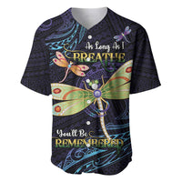 As Long As I Breathe You'll Be Remembered Baseball Jersey Dragonflies Memorial - Polynesian Pattern LT14 Black - Polynesian Pride