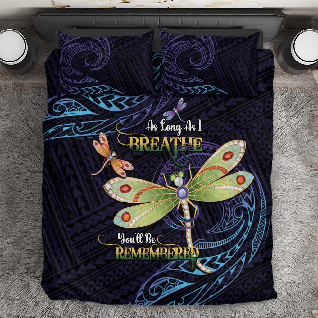 As Long As I Breathe You'll Be Remembered Bedding Set Dragonflies Memorial - Polynesian Pattern LT14 Black - Polynesian Pride