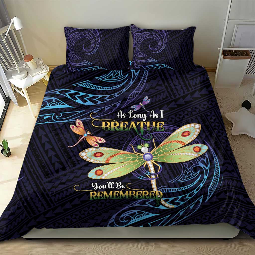 As Long As I Breathe You'll Be Remembered Bedding Set Dragonflies Memorial - Polynesian Pattern LT14 - Polynesian Pride