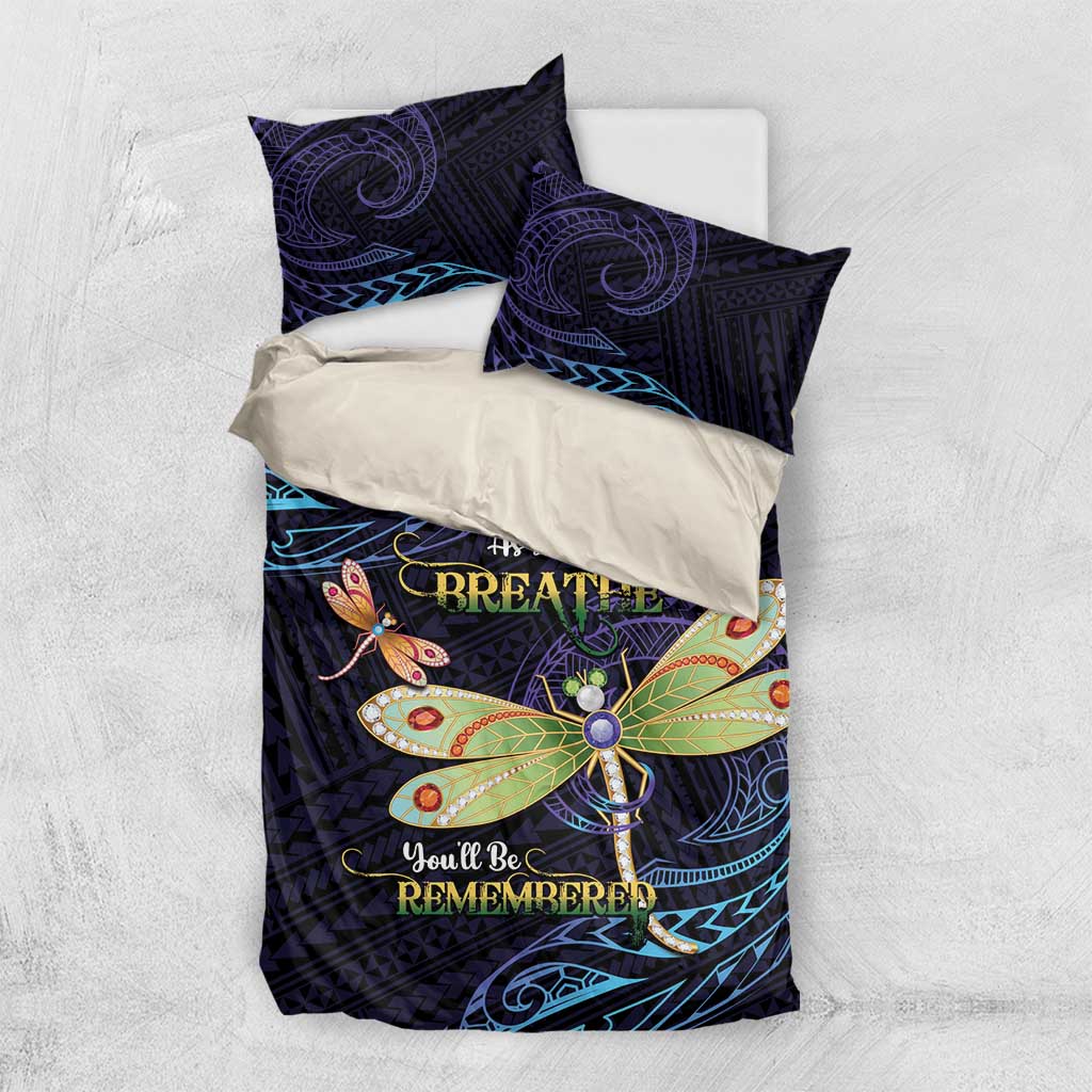 As Long As I Breathe You'll Be Remembered Bedding Set Dragonflies Memorial - Polynesian Pattern LT14 US Twin 172cm x 218cm Black - Polynesian Pride