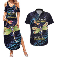 As Long As I Breathe You'll Be Remembered Couples Matching Summer Maxi Dress and Hawaiian Shirt Dragonflies Memorial - Polynesian Pattern