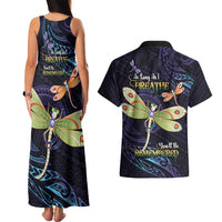 As Long As I Breathe You'll Be Remembered Couples Matching Tank Maxi Dress and Hawaiian Shirt Dragonflies Memorial - Polynesian Pattern