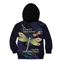 As Long As I Breathe You'll Be Remembered Kid Hoodie Dragonflies Memorial - Polynesian Pattern