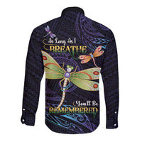 As Long As I Breathe You'll Be Remembered Long Sleeve Button Shirt Dragonflies Memorial - Polynesian Pattern LT14 - Polynesian Pride