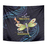 As Long As I Breathe You'll Be Remembered Tapestry Dragonflies Memorial - Polynesian Pattern