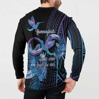 Polynesian Memorial Button Sweatshirt Hummingbirds Appear When Angels Are Near LT14 - Polynesian Pride