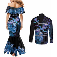 Polynesian Memorial Couples Matching Mermaid Dress and Long Sleeve Button Shirt Hummingbirds Appear When Angels Are Near LT14