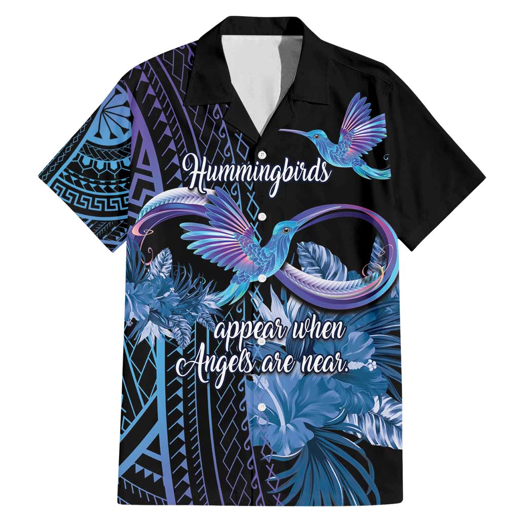 Polynesian Memorial Family Matching Mermaid Dress and Hawaiian Shirt Hummingbirds Appear When Angels Are Near LT14