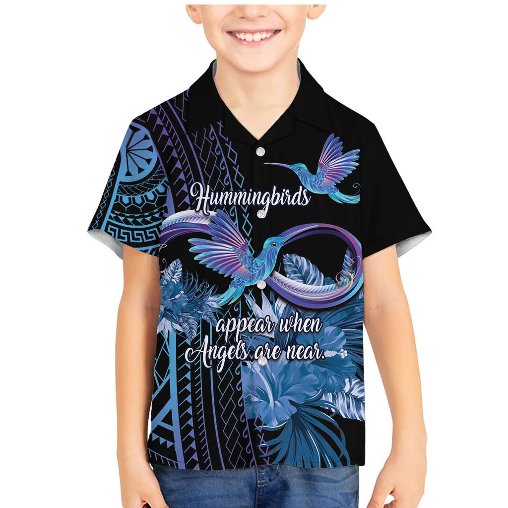 Polynesian Memorial Family Matching Mermaid Dress and Hawaiian Shirt Hummingbirds Appear When Angels Are Near LT14