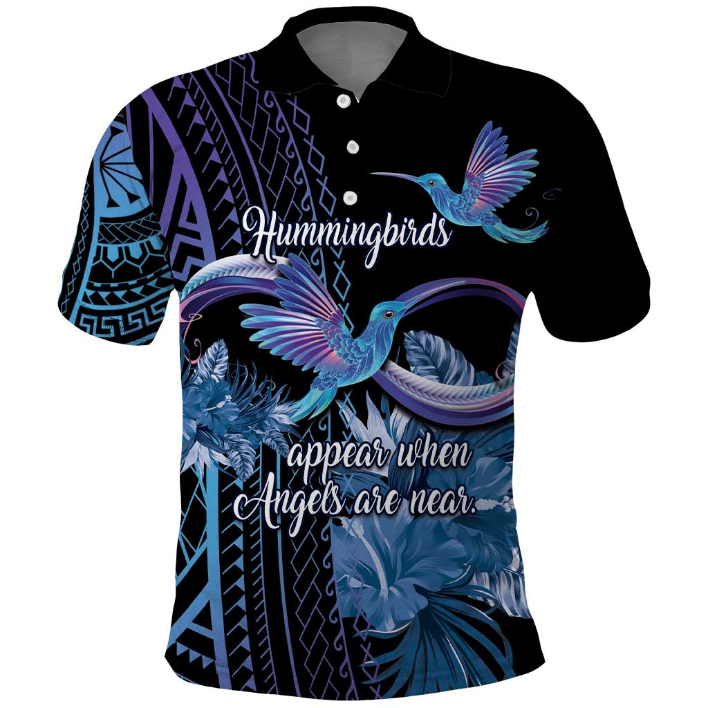 Polynesian Memorial Polo Shirt Hummingbirds Appear When Angels Are Near LT14