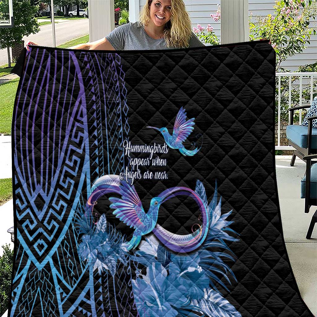 Polynesian Memorial Quilt Hummingbirds Appear When Angels Are Near LT14 Black - Polynesian Pride
