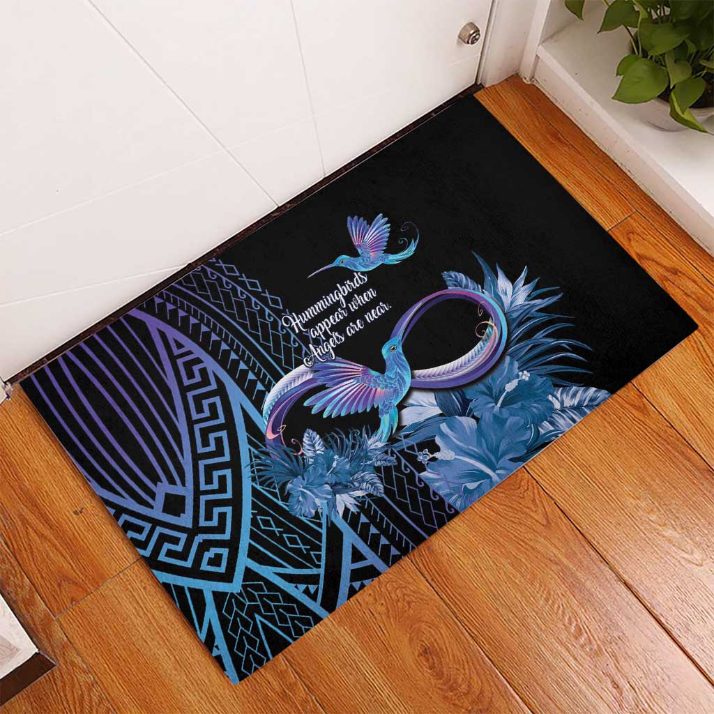 Polynesian Memorial Rubber Doormat Hummingbirds Appear When Angels Are Near LT14