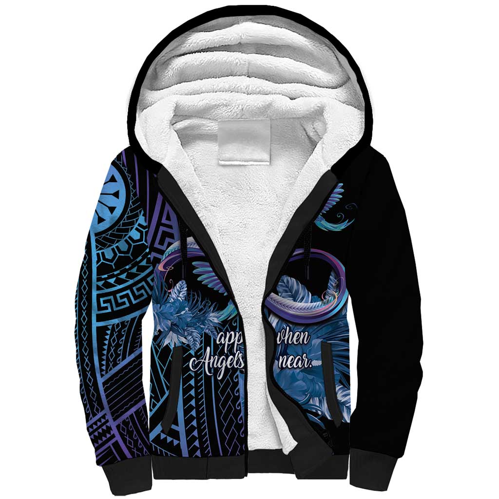 Polynesian Memorial Sherpa Hoodie Hummingbirds Appear When Angels Are Near LT14