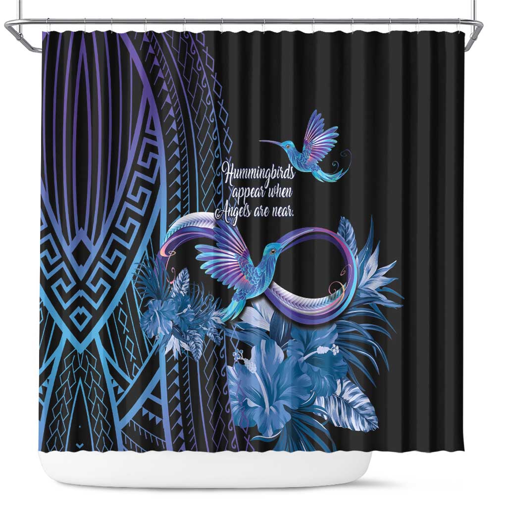 Polynesian Memorial Shower Curtain Hummingbirds Appear When Angels Are Near LT14 Black - Polynesian Pride