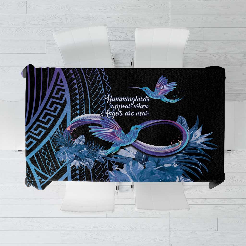 Polynesian Memorial Tablecloth Hummingbirds Appear When Angels Are Near LT14 Black - Polynesian Pride