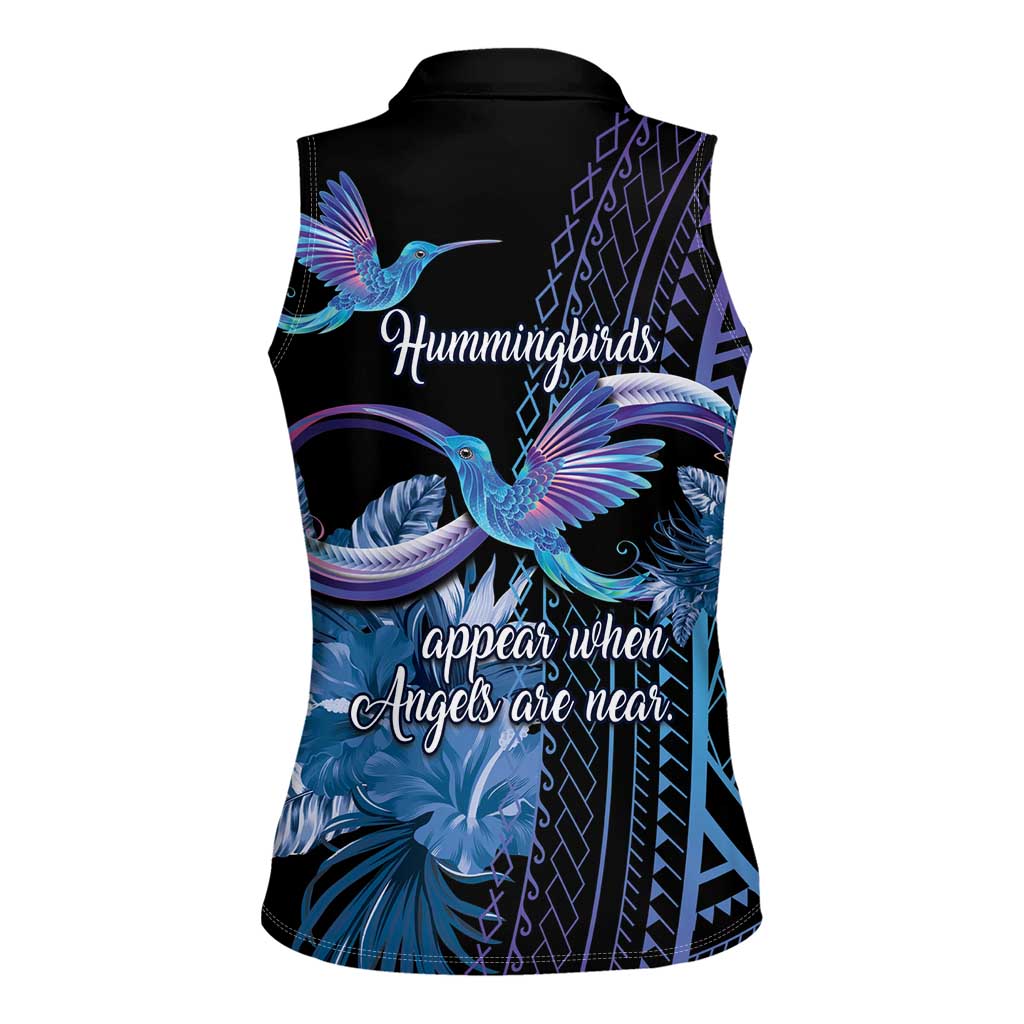 Polynesian Memorial Women Sleeveless Polo Shirt Hummingbirds Appear When Angels Are Near LT14 - Polynesian Pride