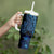 Blue Polynesia Shark Tattoo Tumbler With Handle With Polynesian Plumeria