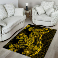 Gold Polynesia Shark Tattoo Area Rug With Polynesian Plumeria LT14 - Polynesian Pride