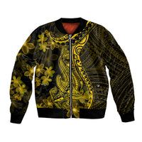 Gold Polynesia Shark Tattoo Bomber Jacket With Polynesian Plumeria LT14 Unisex Gold - Polynesian Pride