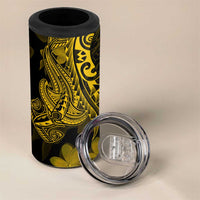 Gold Polynesia Shark Tattoo 4 in 1 Can Cooler Tumbler With Polynesian Plumeria