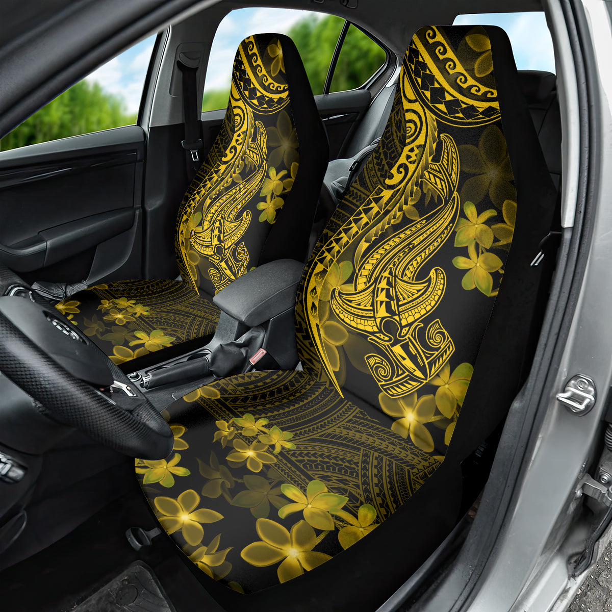 Gold Polynesia Shark Tattoo Car Seat Cover With Polynesian Plumeria LT14 - Polynesian Pride