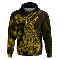 Gold Polynesia Shark Tattoo Hoodie With Polynesian Plumeria LT14 Pullover Hoodie Gold - Polynesian Pride