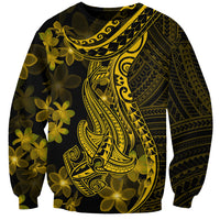 Gold Polynesia Shark Tattoo Sweatshirt With Polynesian Plumeria LT14 Unisex Gold - Polynesian Pride
