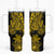 Gold Polynesia Shark Tattoo Tumbler With Handle With Polynesian Plumeria