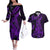 Purple Polynesia Shark Tattoo Couples Matching Off The Shoulder Long Sleeve Dress and Hawaiian Shirt With Polynesian Plumeria LT14 Purple - Polynesian Pride