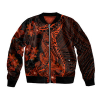 Red Polynesia Bomber Jacket Shark Tattoo With Polynesian Plumeria LT14 Unisex Red - Polynesian Pride