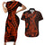 Red Polynesia Couples Matching Short Sleeve Bodycon Dress and Hawaiian Shirt Shark Tattoo With Polynesian Plumeria LT14 Red - Polynesian Pride