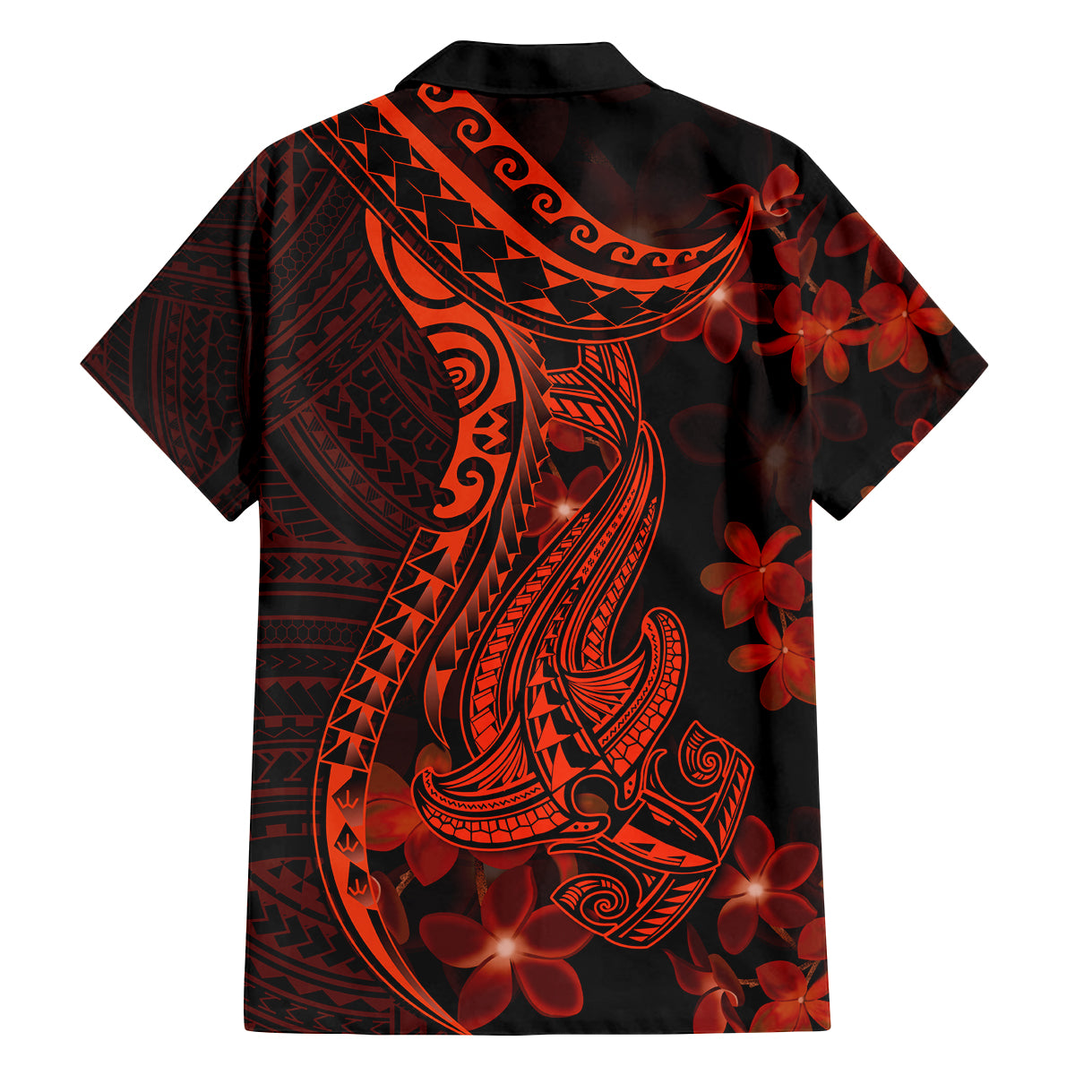 Red Polynesia Family Matching Summer Maxi Dress and Hawaiian Shirt Shark Tattoo With Polynesian Plumeria LT14 - Polynesian Pride