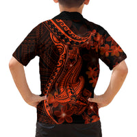 Red Polynesia Family Matching Tank Maxi Dress and Hawaiian Shirt Shark Tattoo With Polynesian Plumeria LT14 - Polynesian Pride