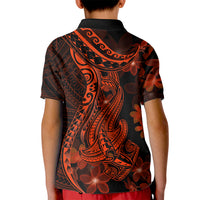 Red Polynesia Kid Polo Shirt Shark Tattoo With Polynesian Plumeria LT14 - Polynesian Pride
