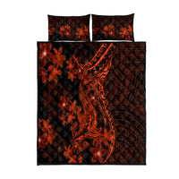 Red Polynesia Quilt Bed Set Shark Tattoo With Polynesian Plumeria LT14 Red - Polynesian Pride