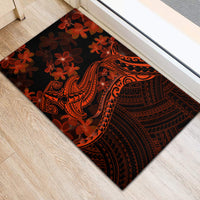 Red Polynesia Rubber Doormat Shark Tattoo With Polynesian Plumeria LT14 - Polynesian Pride