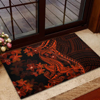 Red Polynesia Rubber Doormat Shark Tattoo With Polynesian Plumeria LT14 - Polynesian Pride