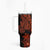 Red Polynesia Tumbler With Handle Shark Tattoo With Polynesian Plumeria