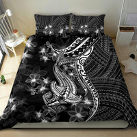Black Polynesia Bedding Set Shark Tattoo With Polynesian Plumeria LT14 - Polynesian Pride