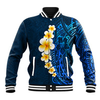 Blue Polynesia Baseball Jacket Plumeria Tropical Leaves With Galaxy Polynesian Art LT14 Unisex Blue - Polynesian Pride