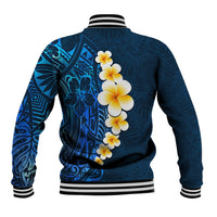 Blue Polynesia Baseball Jacket Plumeria Tropical Leaves With Galaxy Polynesian Art LT14 - Polynesian Pride