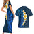 Blue Polynesia Couples Matching Short Sleeve Bodycon Dress and Hawaiian Shirt Plumeria Tropical Leaves With Galaxy Polynesian Art LT14 - Polynesian Pride