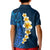 Blue Polynesia Kid Polo Shirt Plumeria Tropical Leaves With Galaxy Polynesian Art LT14 - Polynesian Pride