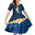 Blue Polynesia Kid Short Sleeve Dress Plumeria Tropical Leaves With Galaxy Polynesian Art LT14 KID Blue - Polynesian Pride