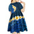 Blue Polynesia Kid Short Sleeve Dress Plumeria Tropical Leaves With Galaxy Polynesian Art LT14 - Polynesian Pride