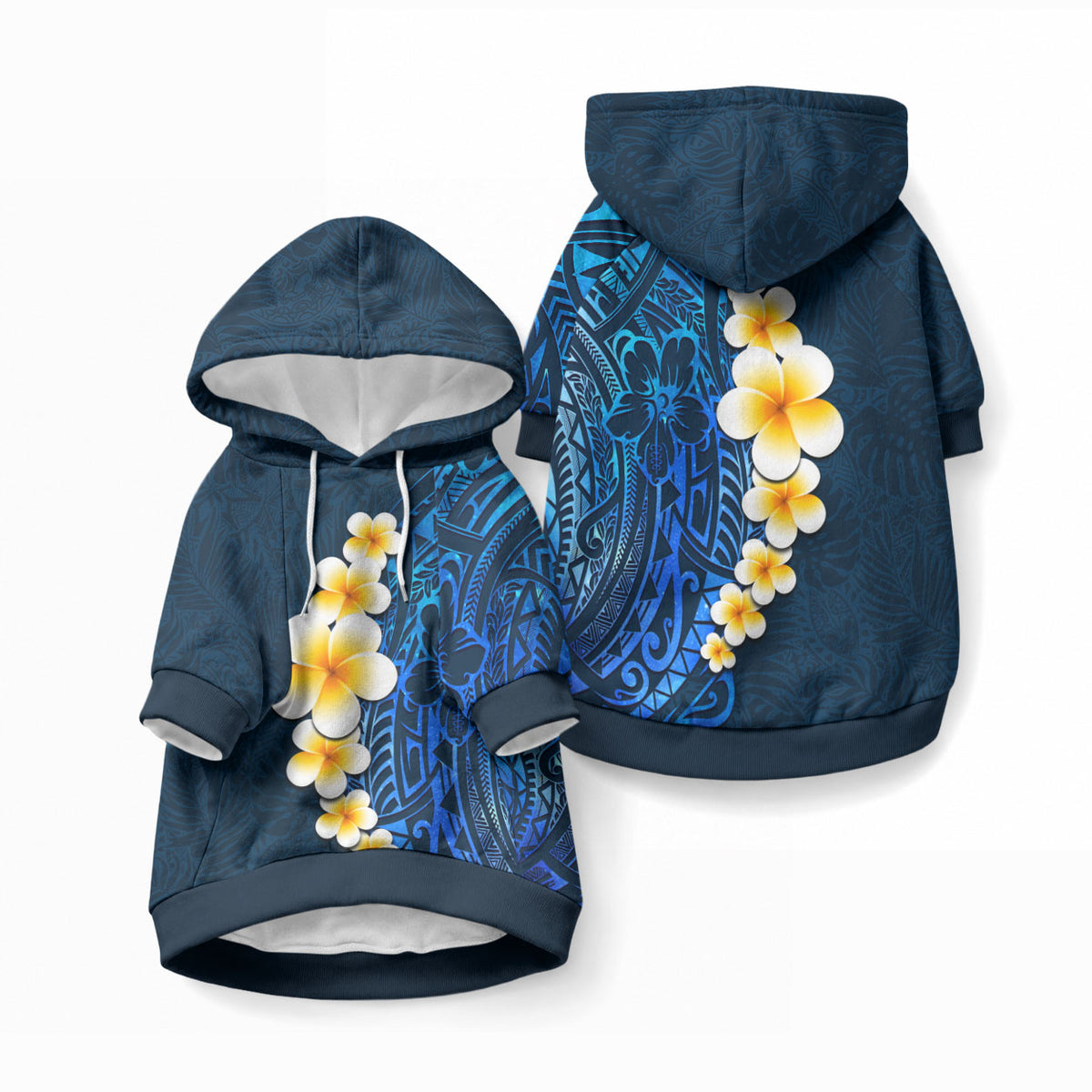 Blue Tropical Plumeria With Galaxy Polynesian Art Pet Hoodie