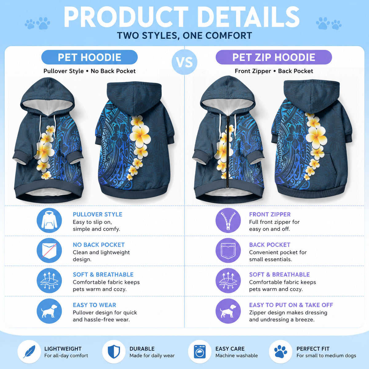 Blue Tropical Plumeria With Galaxy Polynesian Art Pet Hoodie