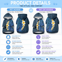 Blue Tropical Plumeria With Galaxy Polynesian Art Pet Hoodie